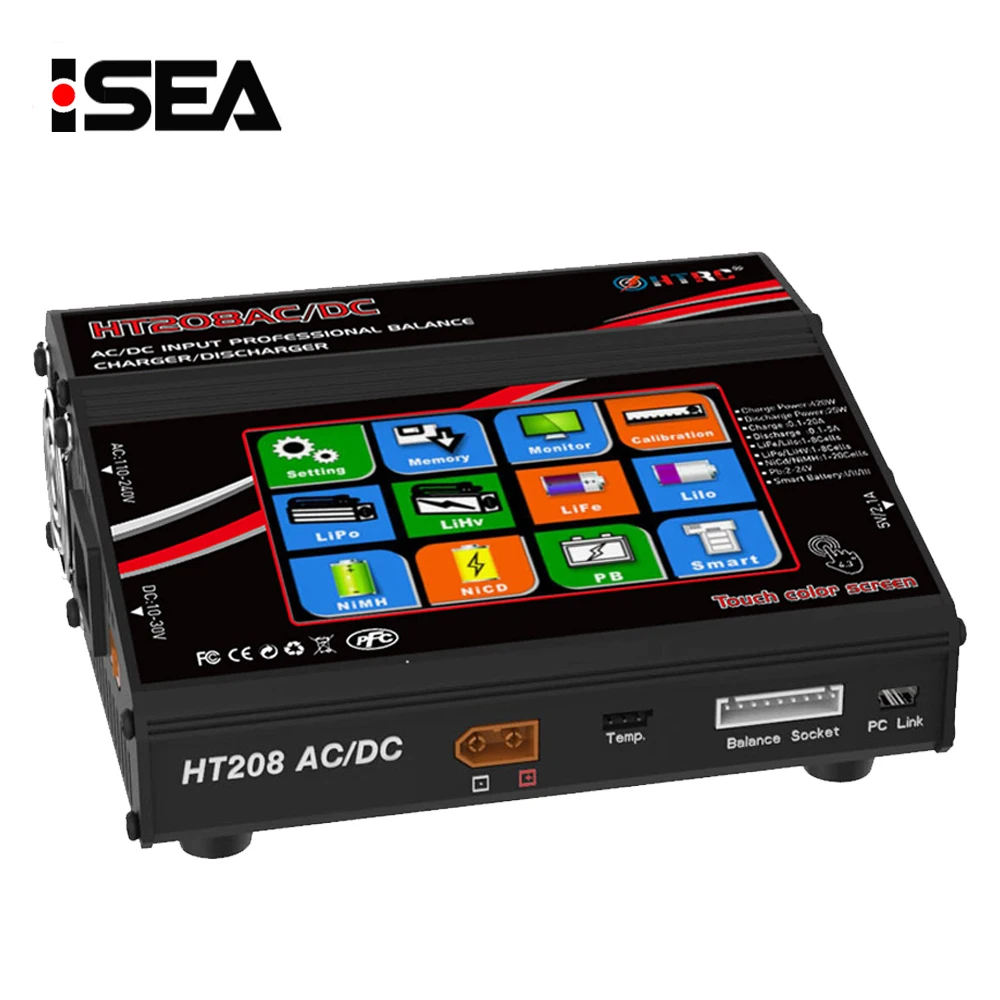 HTRC HT208 AC DC 420 Вт 20A ЖК-дисплей Сенсорный экран баланс Зарядное устройство Dis Зарядное устройство для детей возрастом от 1 до 8 лет s литий-ионным LiPo LiFe LiHV-гидридных и никель-кадмиевых типов аккумуляторов NiM PB Батарея зарядки