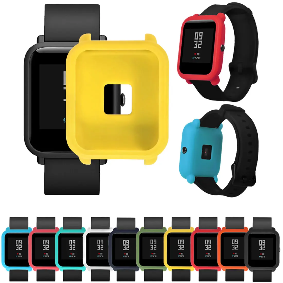 4в1 для Xiaomi Huami Amazfit Bip браслет ремешок чехол 20 мм силиконовый ремешок для часов защитная Пленка чехол s браслет