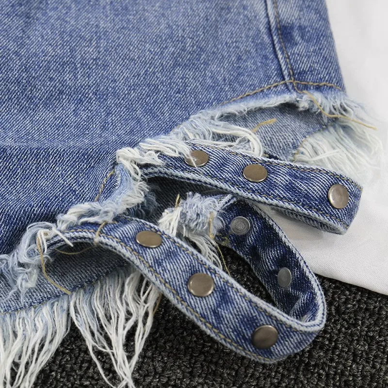 

2019 Women's Fashion Brand Vintage Tassel Rivet Ripped High Waisted Short Jeans Punk Sexy Hot Woman Denim Shorts