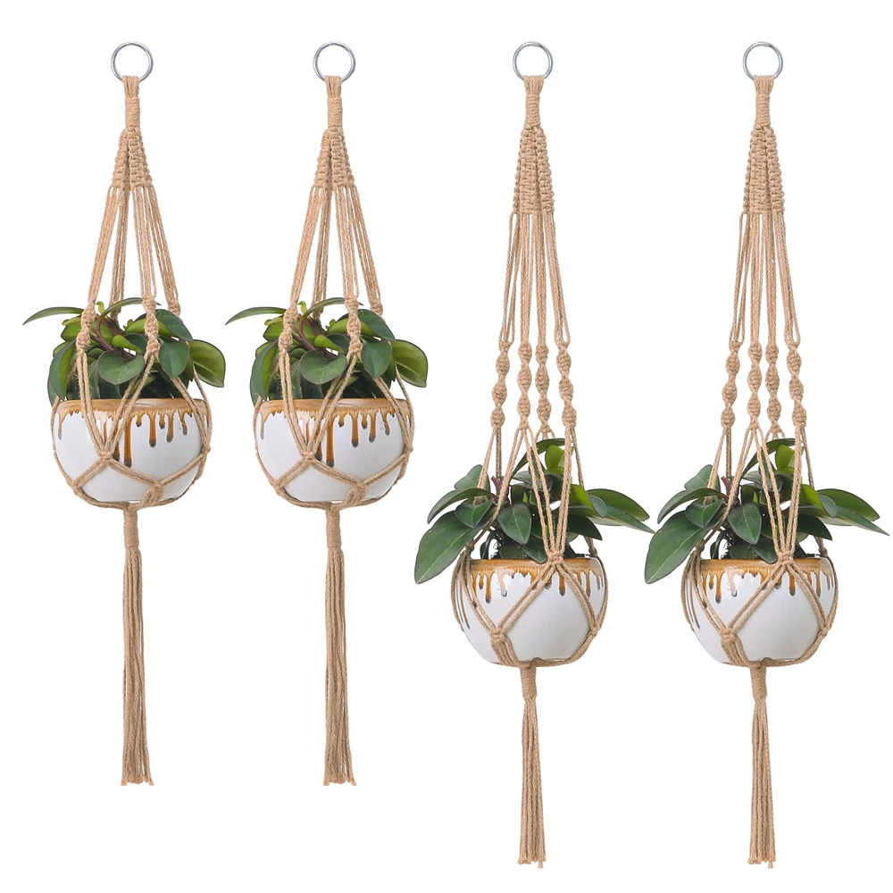 

Hemp Rope Handwoven Hanging Net Bag for Flower Pot Weaving Ornaments Crafts Living Room Decor Home Decoration Accessories