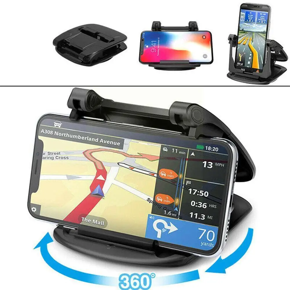 

360° Rotation Adjustable Angle Car Dashboard Cell Phone Holder Universal Bracket Car Phone Clip Stand Holder A3F0