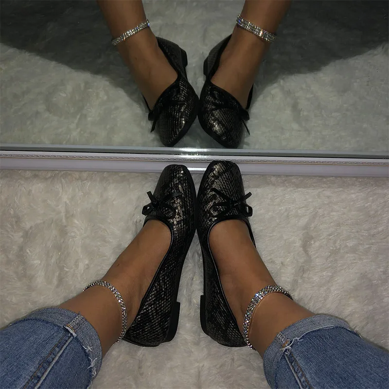 Женские туфли на плоской подошве из ПУ кожи без застежки|Обувь каблука| |