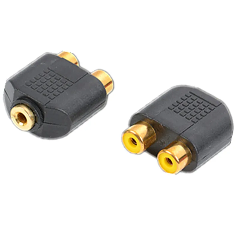 

3.5mm audio stereo jack, female to 2 RCA female audio jack, connector adapter for speaker power amplifier