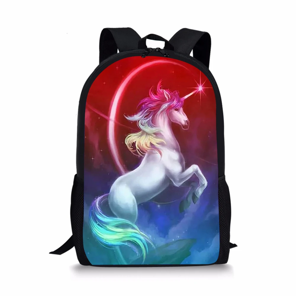 Детский рюкзак Фэнтези единорог с рисунком лошади, школьная сумка для малышей, Модный женский дорожный рюкзак с рисунком