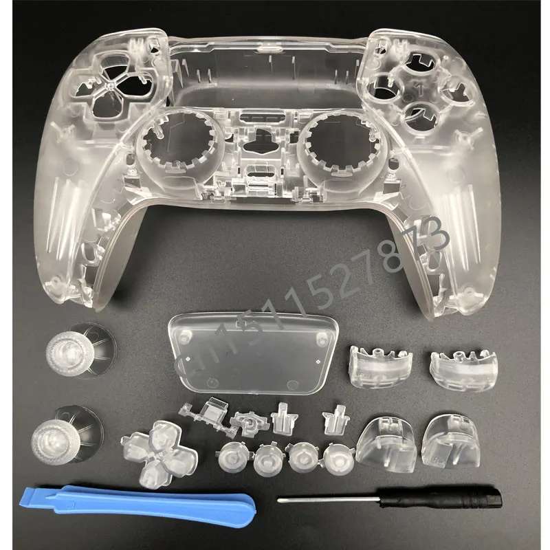 

Matte Clear Controller Housing Shell Case Cover Full Set Faceplates Replacement Kits Buttons for PS5 Playstation 5 Gamepad