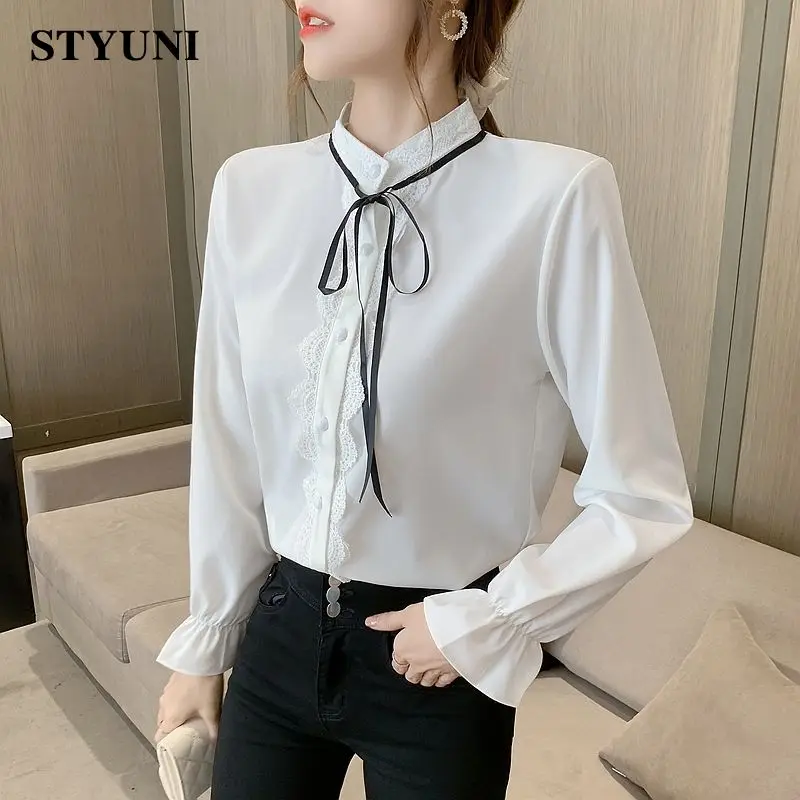 Женская Повседневная рубашка с воротником-стойкой новый стиль 2022 корейская