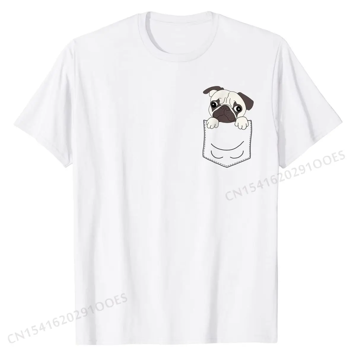 

T-Shirt, Cute Pocket Pug Puppy, Dog T Shirts for Men Custom Tees Classic Printing Cotton