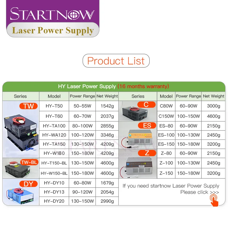 Startnow HY-Z150 Series умный источник питания для лазера CO2 150/180 Вт лазерный 110/220 В