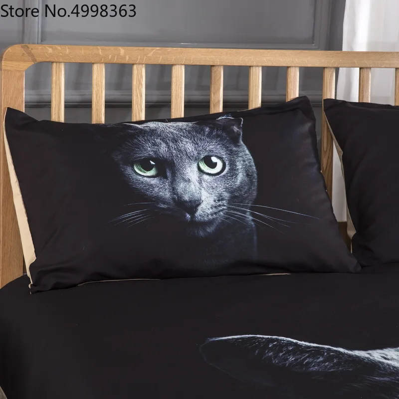 Комплект постельного белья с изображением животных Совы черного цвета рисунком