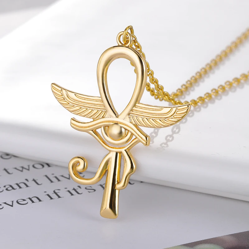 Simple CZ Eye of Horus Egypt Protection Charm Pendant Ankh Cross Religious Necklace for Women Choker Necklaces Jewelry