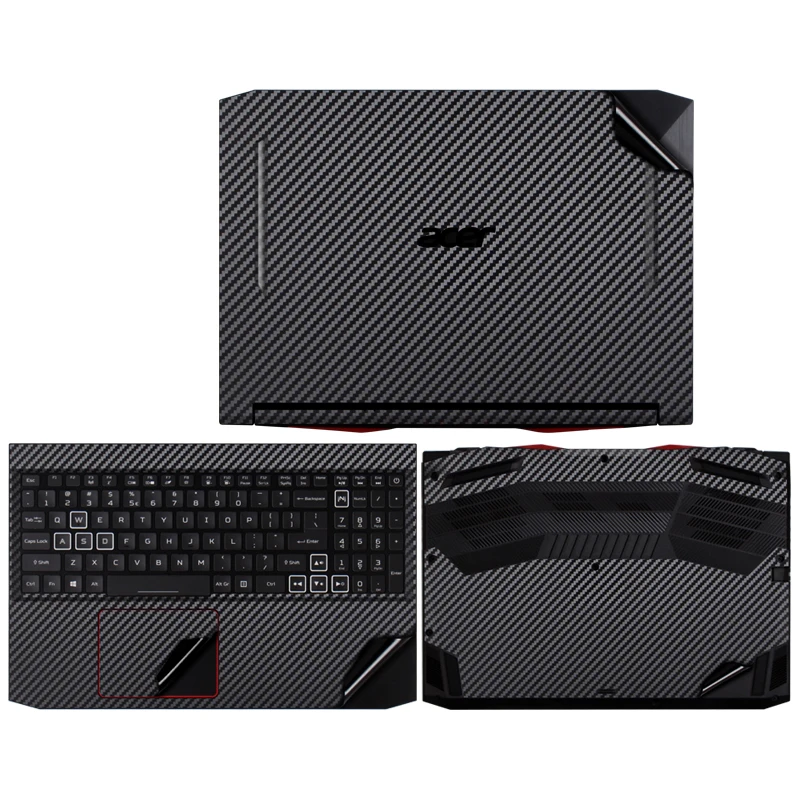 

Черный углеродного волокна наклейки для ACER AN515-55/AN515-44/AN715-51Vinyl наклейки для ACER AN515-54 Топ + нижняя часть + ладоней Плёнки