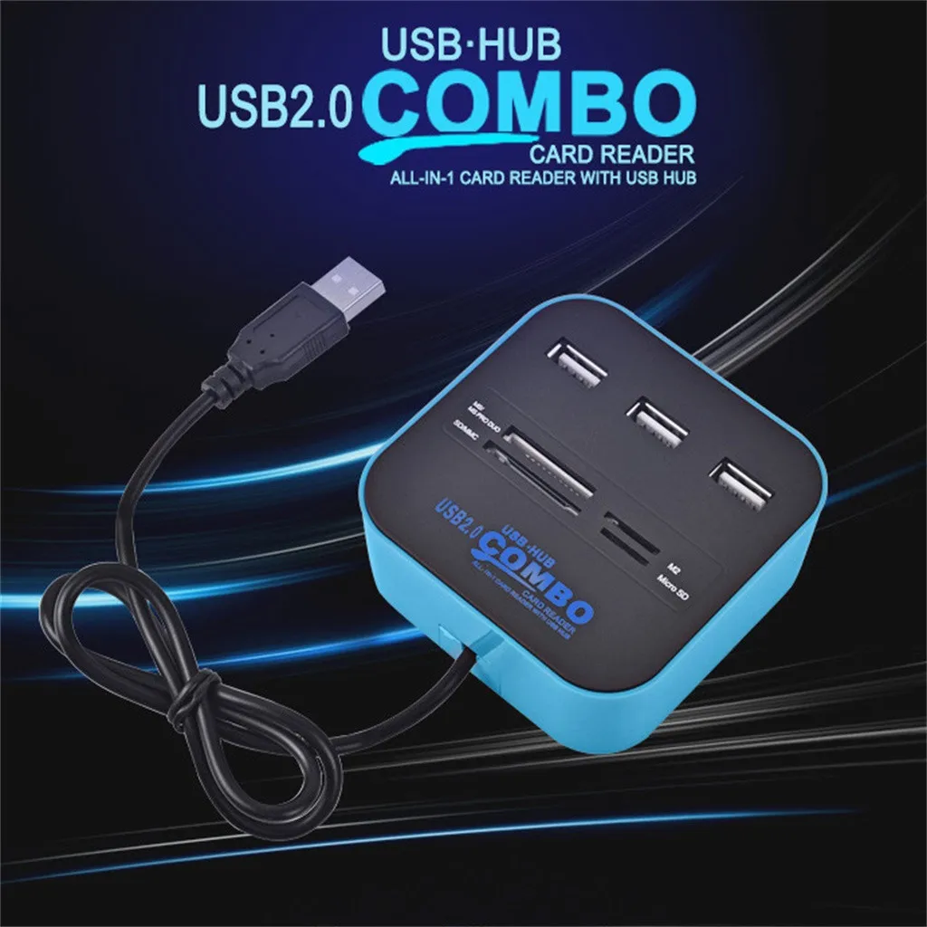 Высокоскоростной Usb 2 0 концентратор Горячая замена 3 порта с кардридером мини
