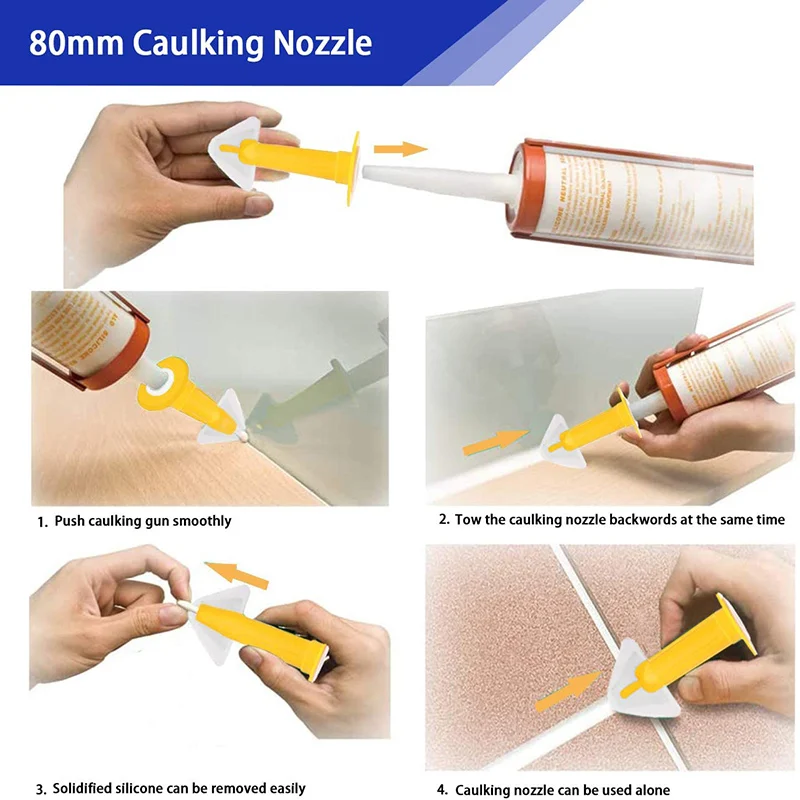 

10PCS Silicone Caulking Tool Kit-3pcs Sealant Remover Tool-6pcs Silicone Sealant Finishing Tool-1 Caulking Nozzle BV789