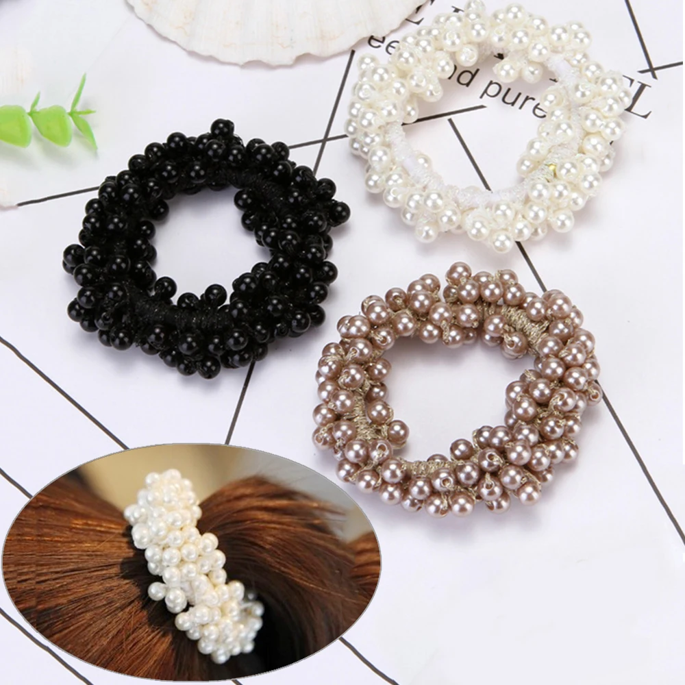 Корейский стиль модной жемчужной прически эластичная резинка для волос для женщин девушек винтажный упряжь ошейник для хвостика прелестные ободки на.