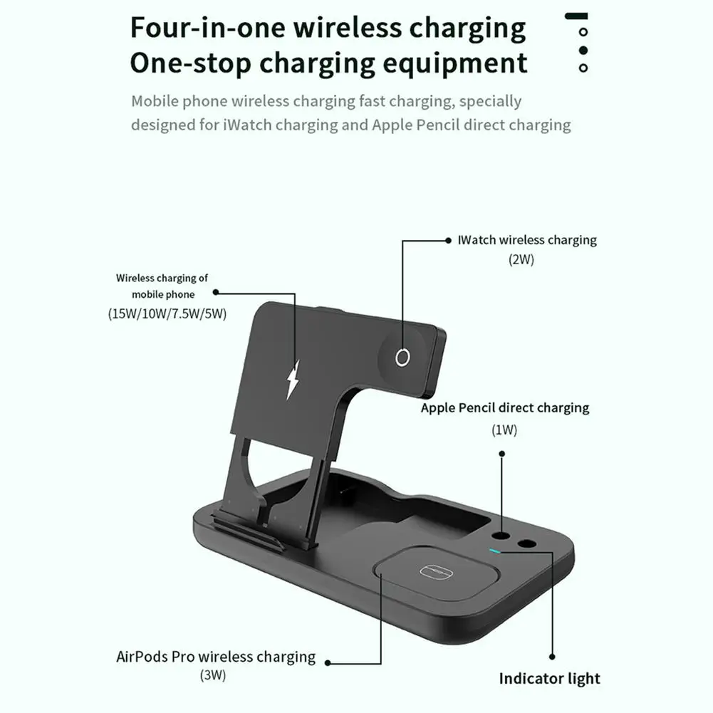 

2020 New 4 In 1 Fast Wireless Charger Wireless Charger Dock for iPhone XR XS MAX