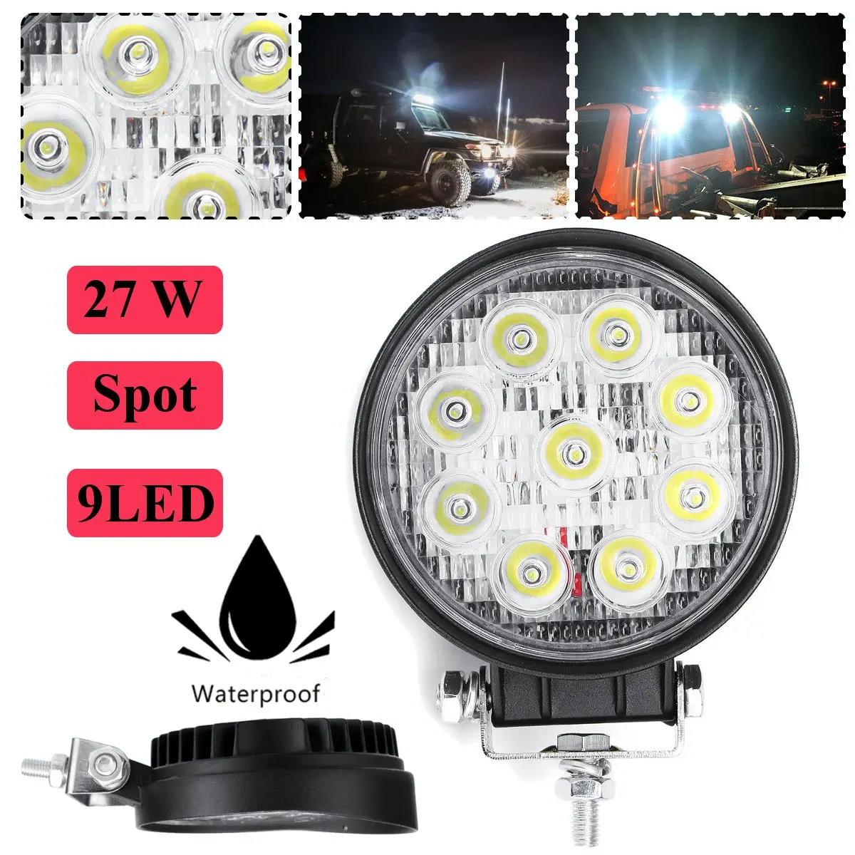 

Автомобисветильник светодиодный прожексветильник, 27 Вт, 9 светодиодов, толщина 4,3 см