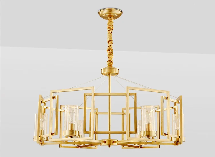 Новая латунная люстра с подсветкой винтажная медная лампа для гостиной Золотая