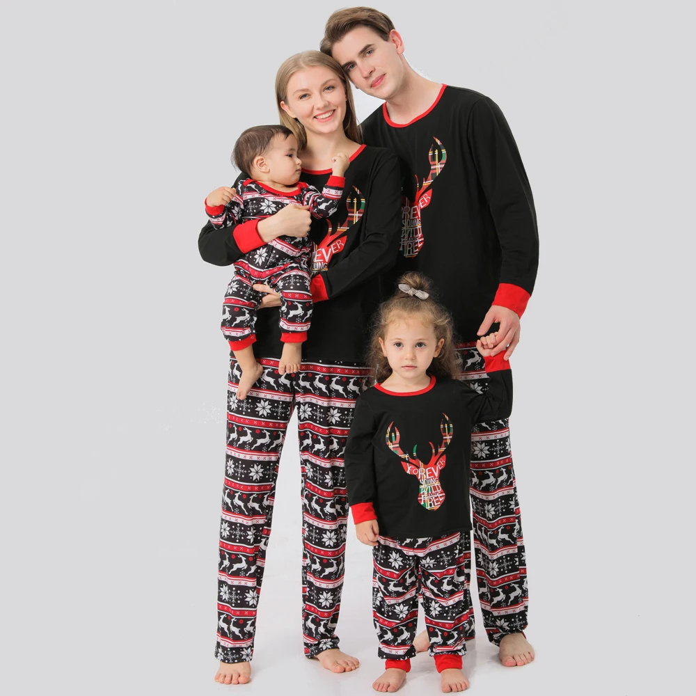 

2021 New Family Matching Outfits Clothes Christmas Home Sleeping Suits Sleepwear For Women Girls Kid Parents-Child Baby Men
