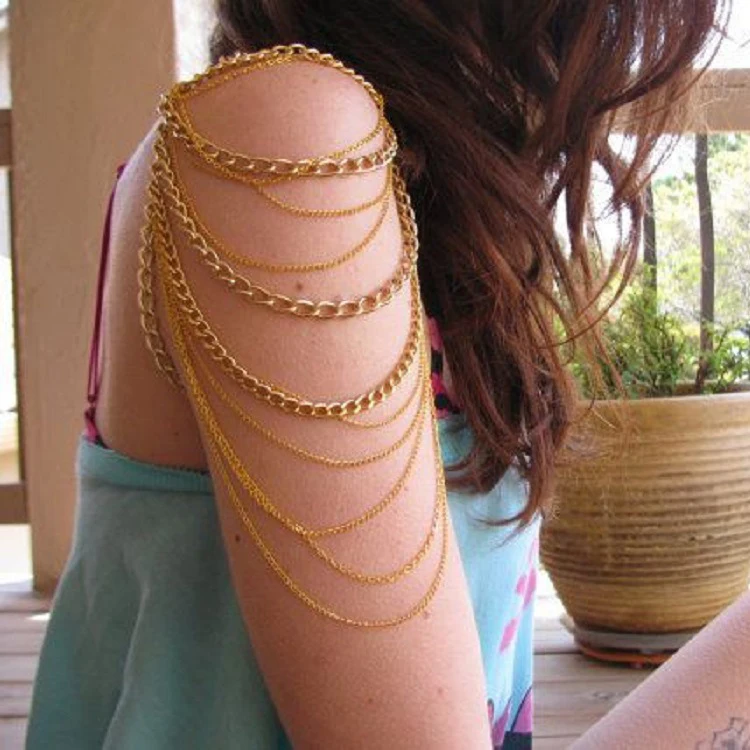 Cool Girls Multi Chain Golden Necklace Arm Shoulder Body Jewelry | Украшения и аксессуары