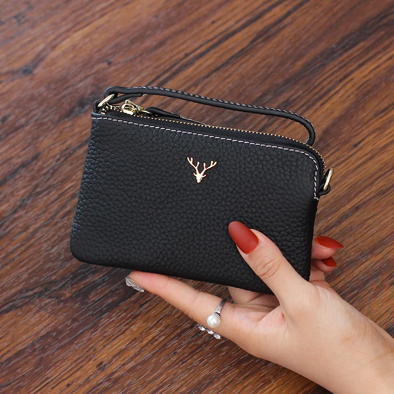 Women Small Purses Woman Short Leather Ladies Wallets Zipper Purse Money Bag with Key Chain Card Slots Mini Coin Pocket | Багаж и сумки