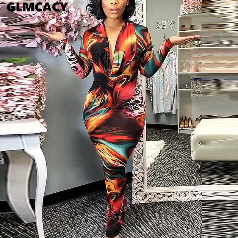 Женское платье с абстрактным принтом сексуальное облегающее Платье макси
