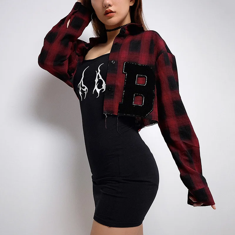 Женская клетчатая рубашка с длинными рукавами и надписью May Leaves Love топы блузки