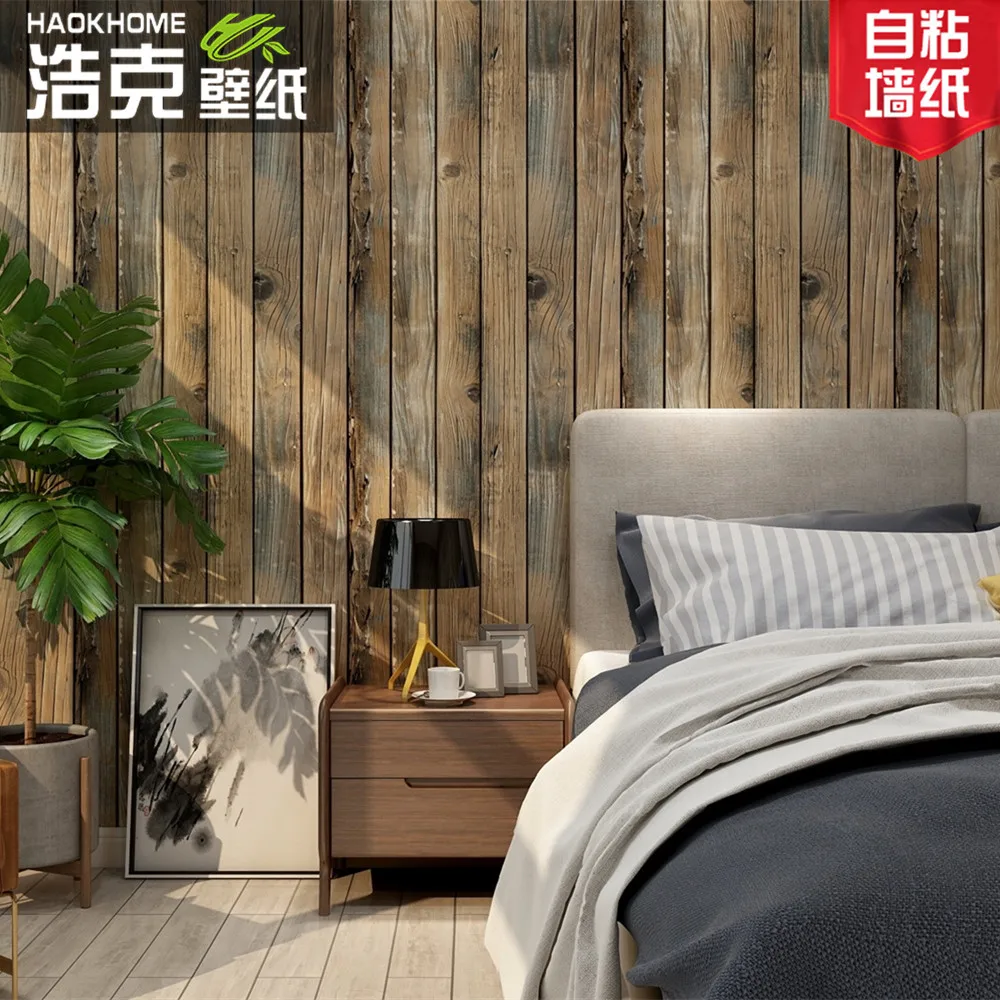 

Retro 3D simulation wood grain sticker self-adhesive imitation wood wall pasted restaurant background wallpaper
