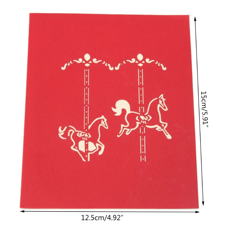 

3D Carousel Greeting Card Up Paper Cut Postcard Birthday Valentines Gift