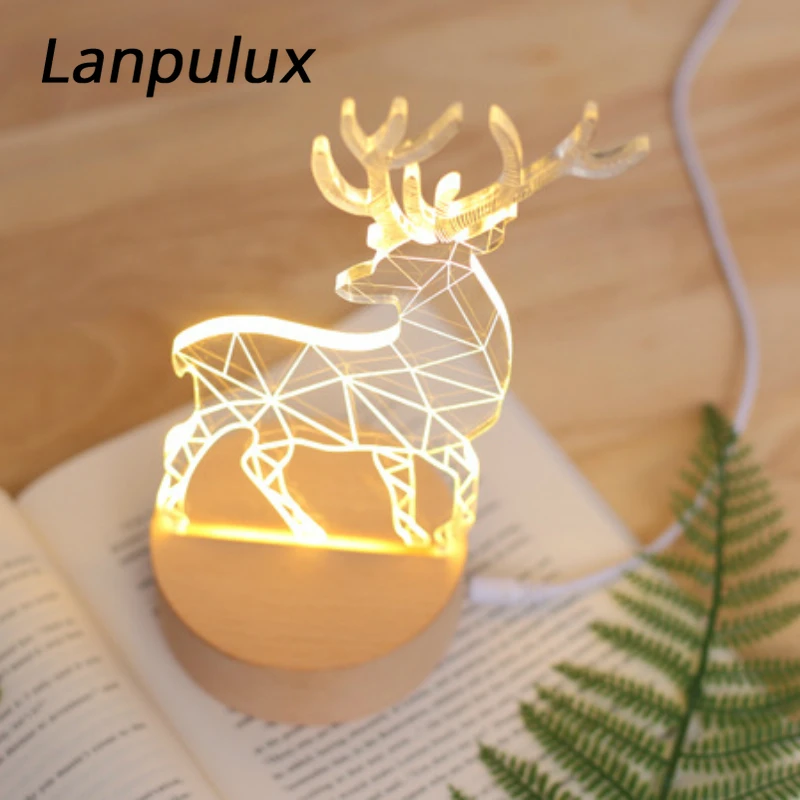 Lanpulux 3D настольная лампа пианино Эйфелева башня волк любовь ночной Светильник