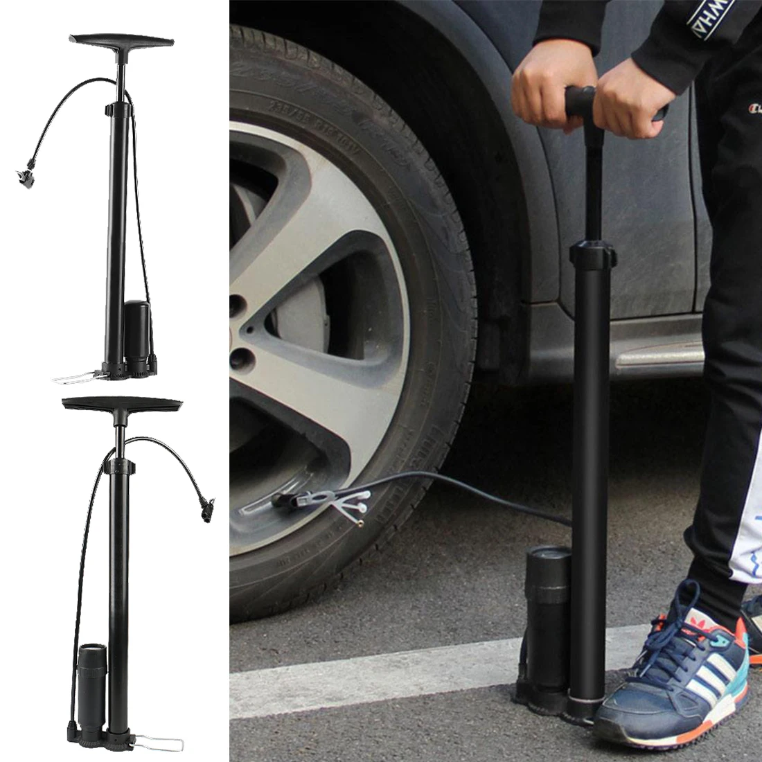 

Portable Bicycle Pump 120 PSI High Pressure Cycling Ball Inflator Standing Bike Hand Pump Motorcycle Tyre Hand Inflator