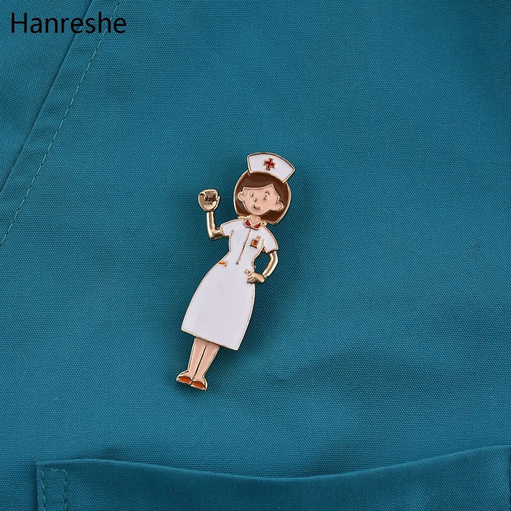 

Cartoon Cute Enamel Brooch Pin Medical Staff Shape Alloy White Lapel Pins For Doctor Nurse Medicine Badge Jewelry Accessories