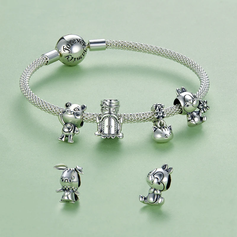 WOSTU 925 Стерлинговое Серебро кофейная чашка медведь Китти Божья коровка радио