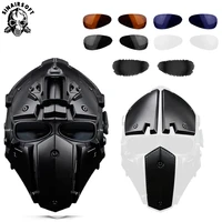 new tactical full face airsoft paintball mask helmet with 5 lenses military army adjustable protective cs game protect equipment