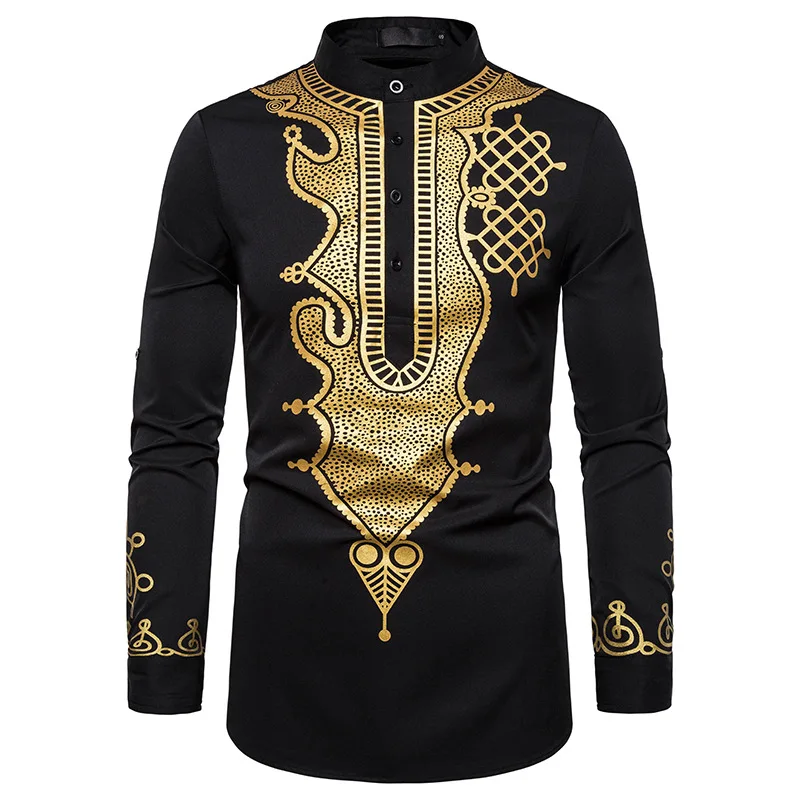 Повседневная рубашка мужская одежда Рубашки Африканский стиль chemise homme модные camisa masculina Фитнес рубашка с принтом