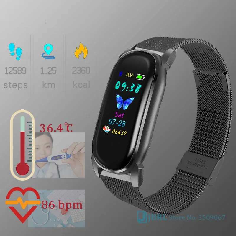 Температура смарт браслет для мужчин женщин Smartband фитнес трекер IOS/Android IOS