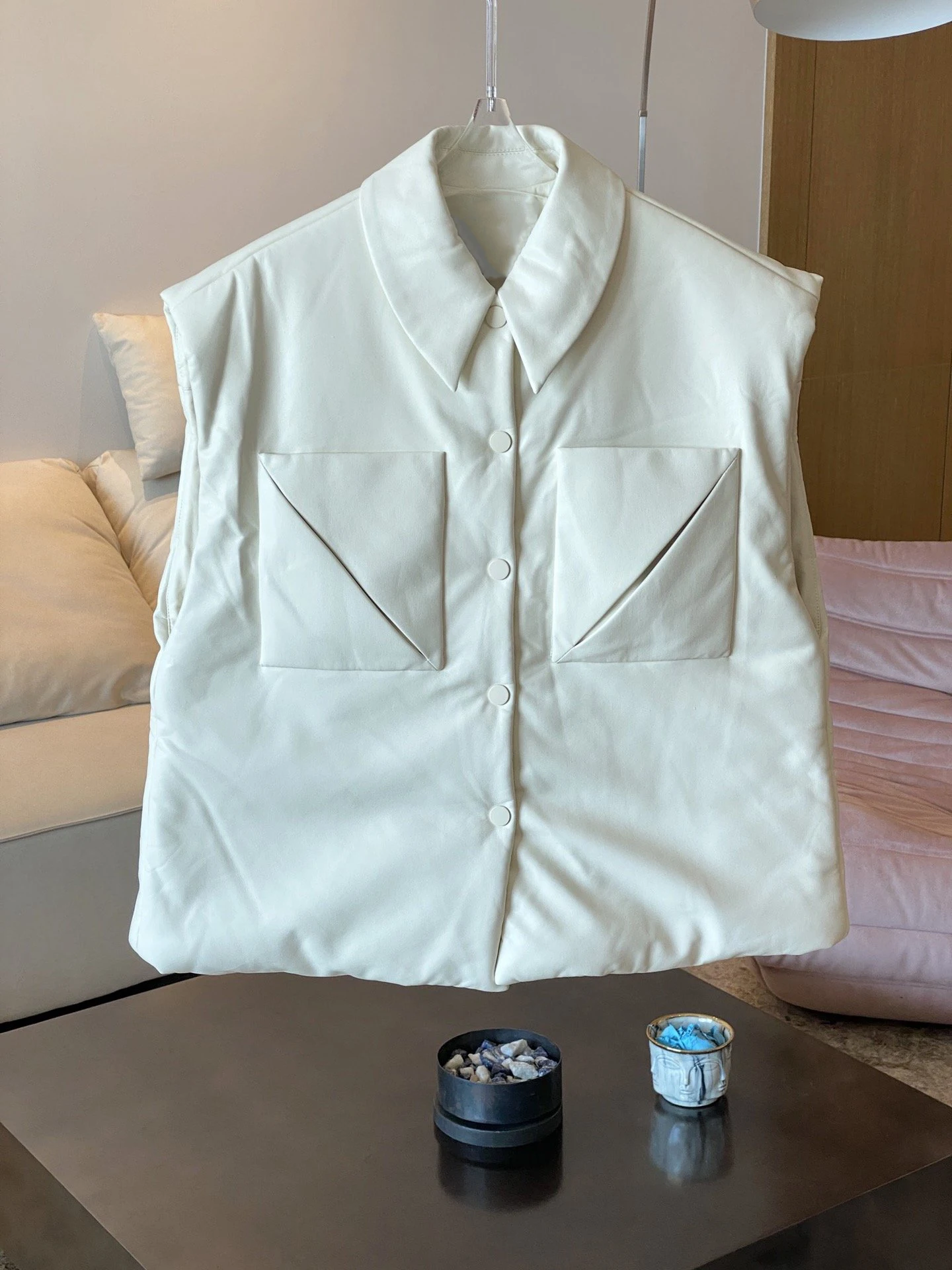 

2023 new fashion ladies sleeveless sexy casual solid color leather vest 1012