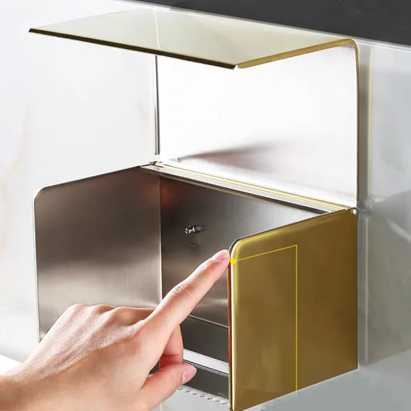 gold stainless steel bathroom accessories roll paper toilet tissue box toilet paper holder paper towel holder mobile phone rack free global shipping