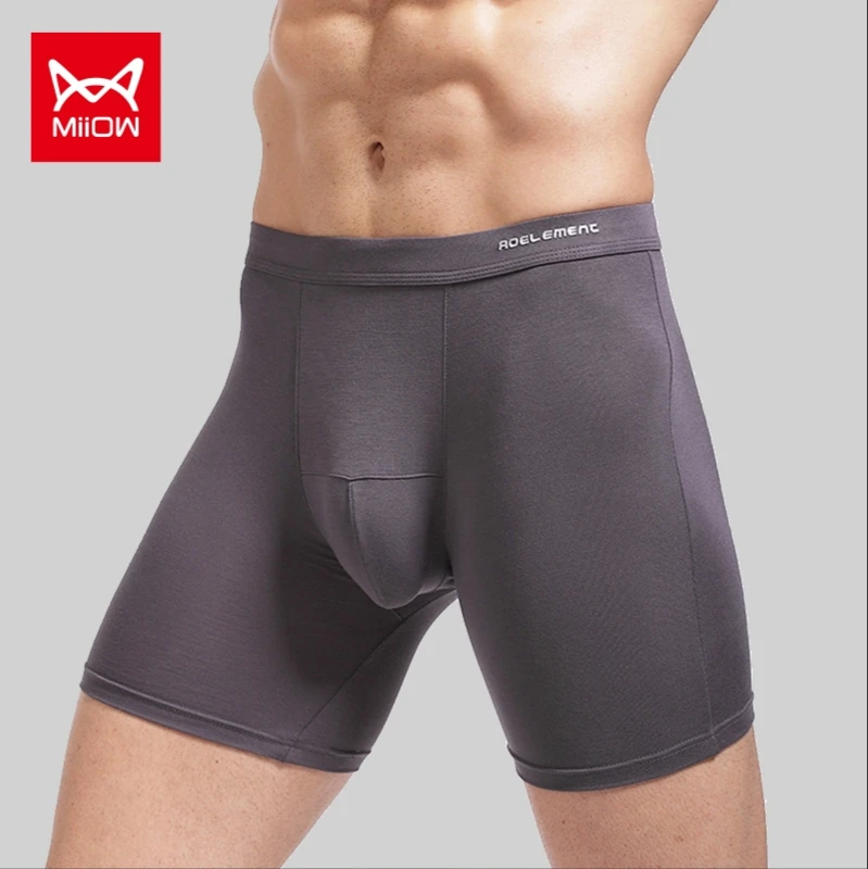 

Brand MiiOW Men's Wear-resistant Leg Sports Plus Long-legged Underwear Pants Modal Boxer Running Long Boxers