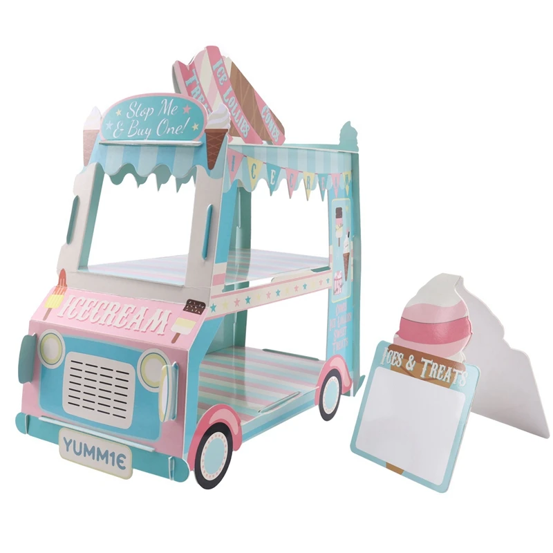 

Мороженое стойка-фургон автомобили Дисплей подставка для кексов для праздника вечерние одноразовые украшения ко дню рождения кекс сладост...