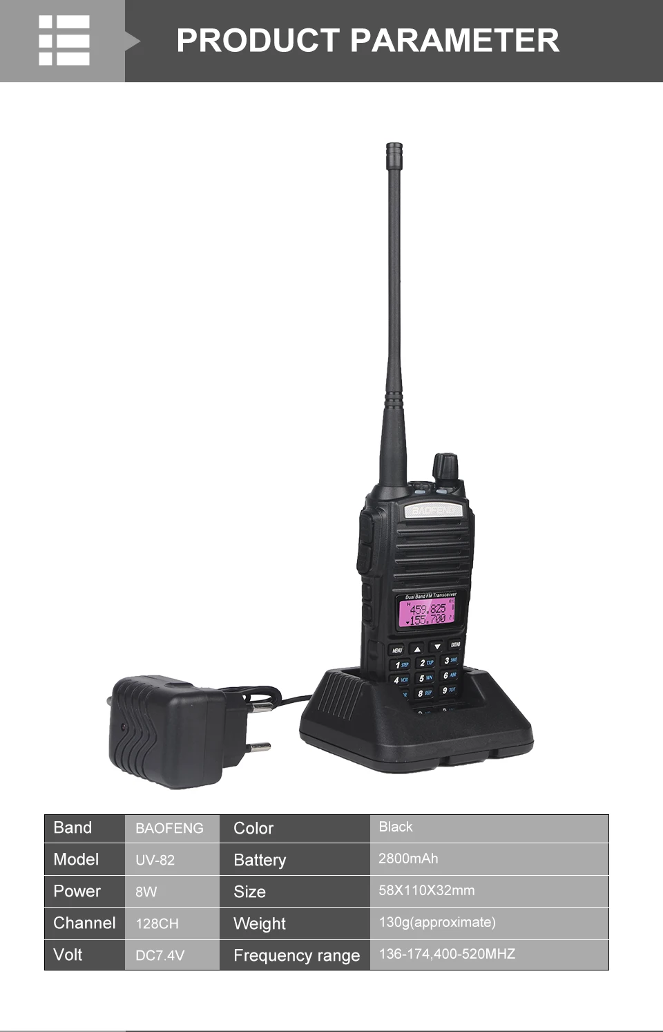 8 Вт Baofeng UV-82 двухдиапазонный двухсторонний радио UV82hp портативная рация 10 км переносной CB Ham Радио VHF/UHF FM приемопередатчик коммуникатор