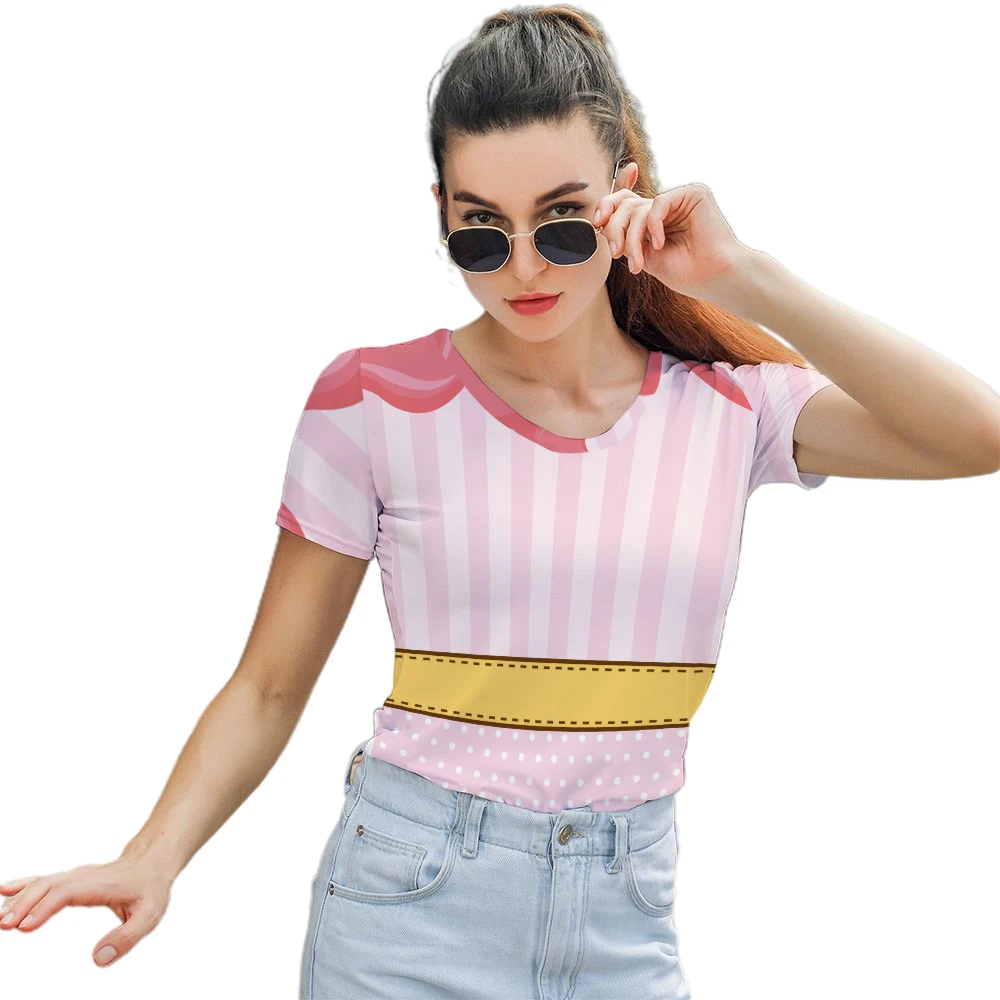 

T-shirt Ladies Solid Color Striped O-neck Casual Short-Sleeved Fashion Shirt Top Simple Stitching Female Shirt Casual WomenTop
