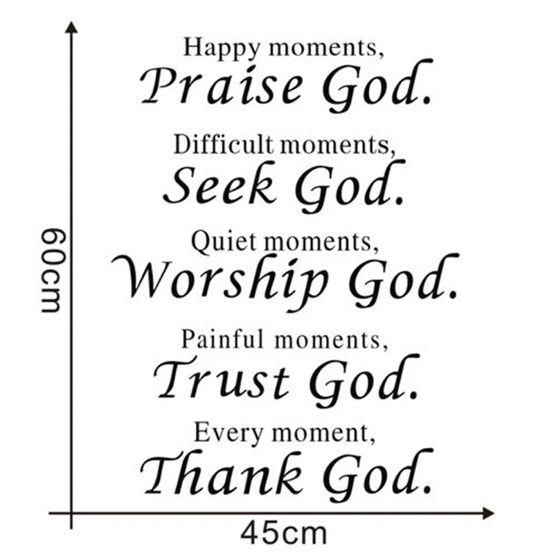 Креативный DIY счастливый момент хвалить Бог Цитата Съемный стикер стены дома