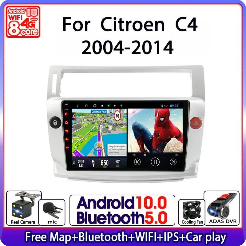 

Android 10 Car Radio For Citroen C4 C-Triomphe C-Quatre 2004 - 2009 Multimedia Video Player Navigation GPS 2 Din DVD Head Unit