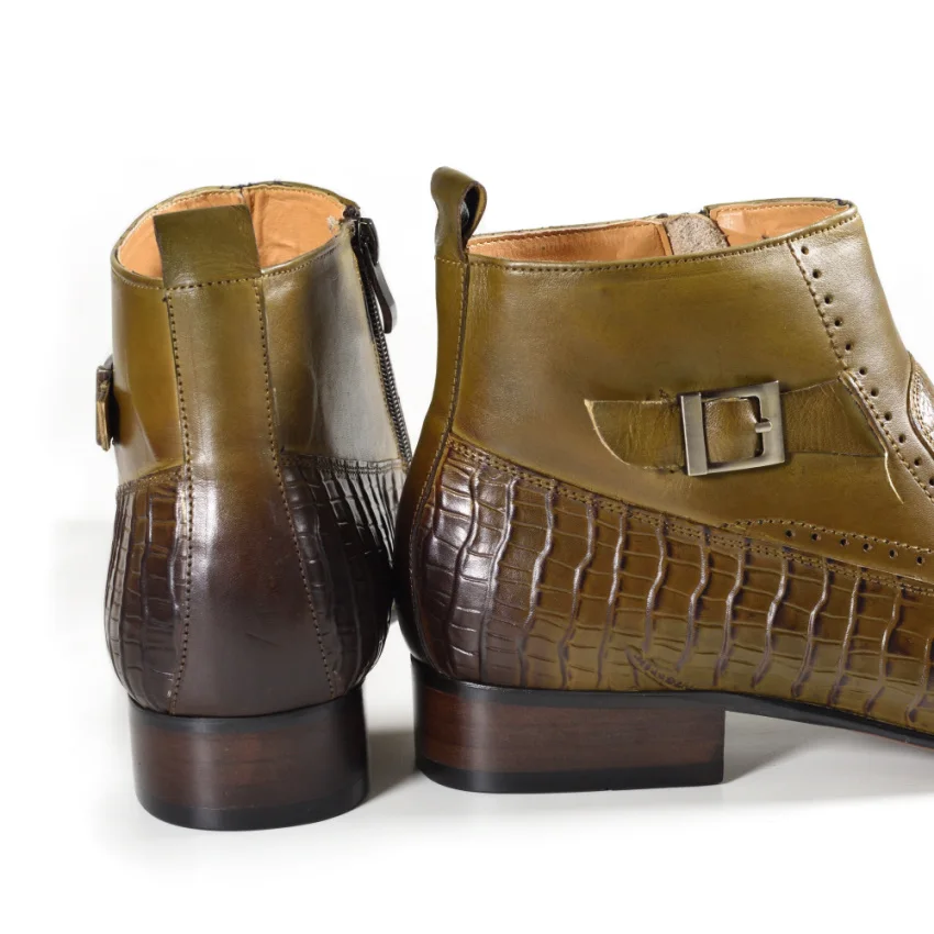 Мужские ботинки модные кожаные ручной работы с тиснением роскошные стильные