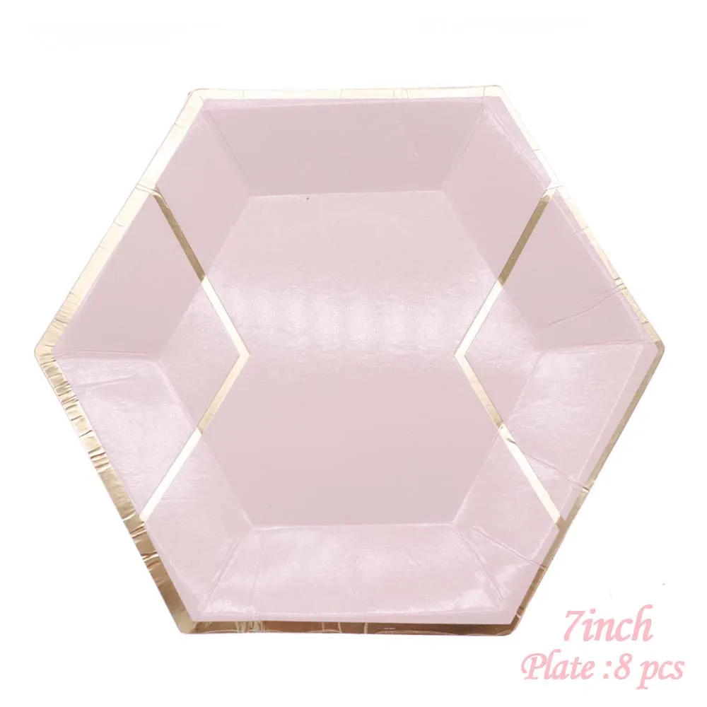 plate8pcs Одноразовая тарелка для торта на день рождения, Рождество, розовые вечерние украшения, макет, бумажная тарелка, посуда - Цвет: plate8pcs