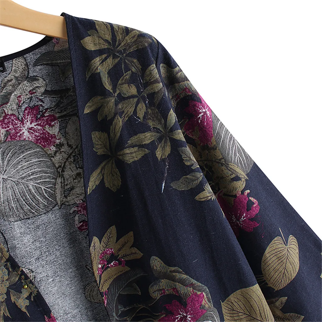 Женская блузка кимоно с цветочным принтом и коротким рукавом|Блузки| |