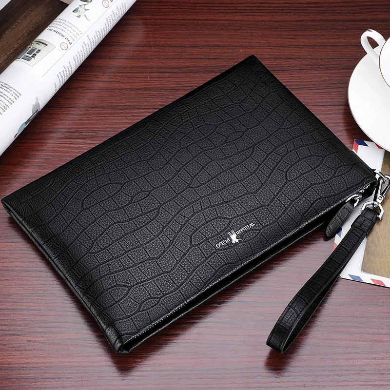 Сумка WILLIAMPOLO мужская на молнии элегантный кошелек из мягкой кожи большой