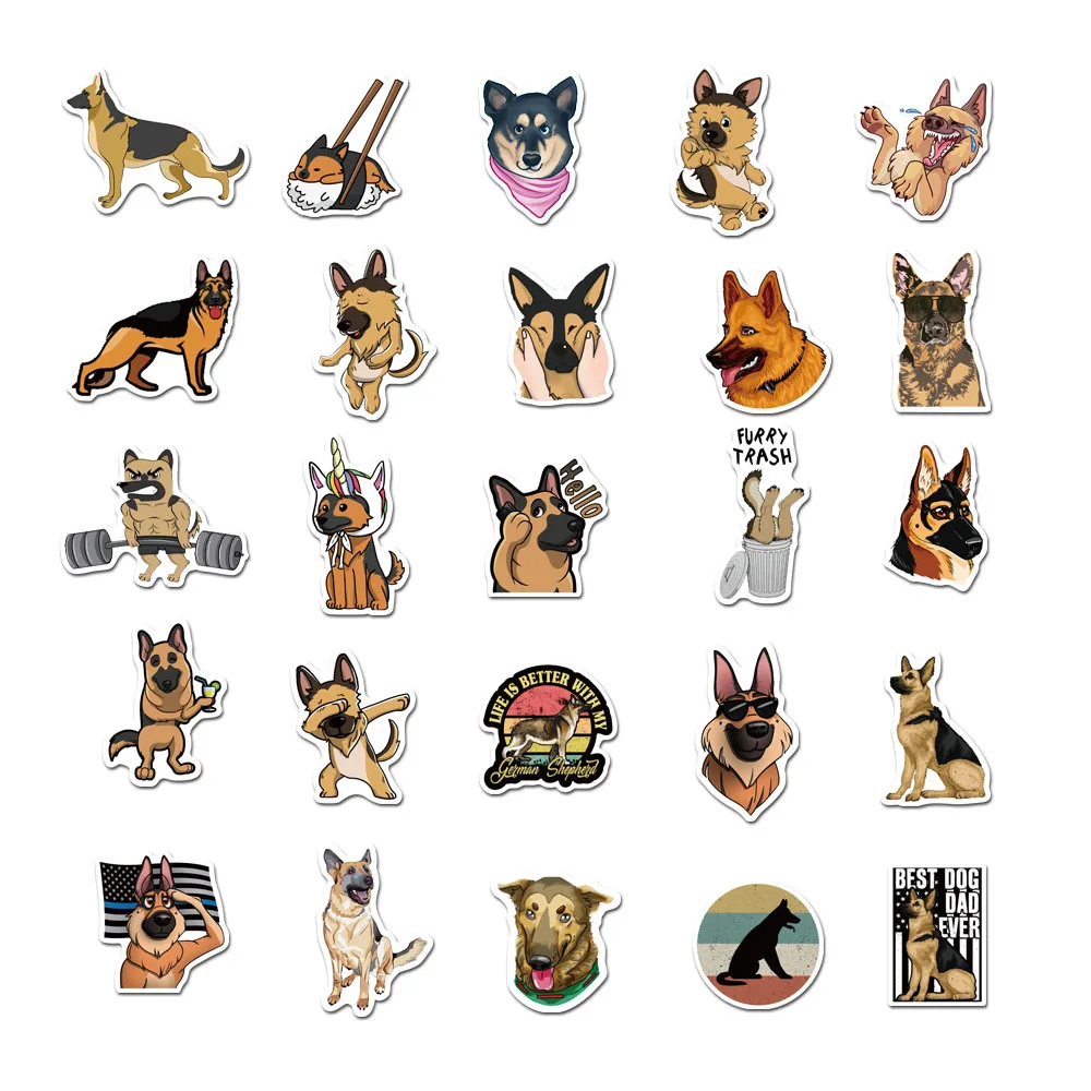1050pcs german shepherd cute dogs waterproof cartoon sticker for luggage car guaitar skateboard phone laptop bicycle stickers free global shipping