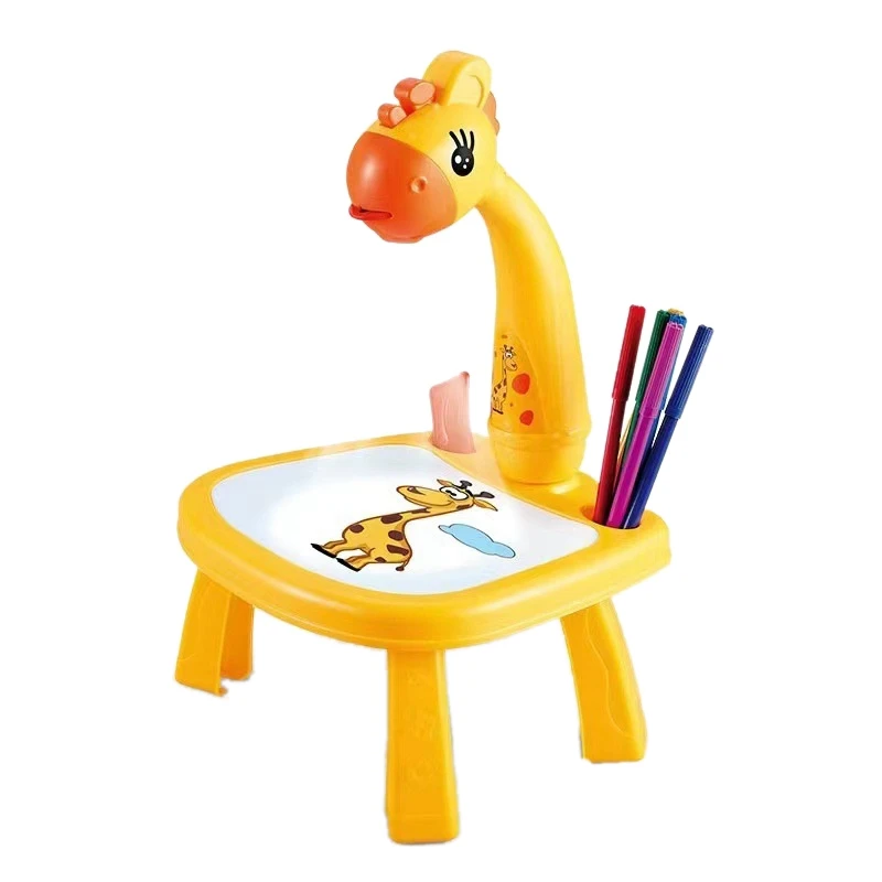 

Kids Drawing Desk with Giraffe Projector Educational Toys Machine with Function Detachable Projection Painting Table