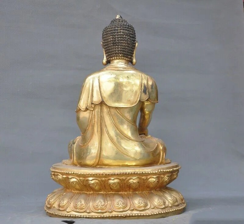 

wedding decoration 14"Old Tibet Buddhism bronze Gilt Sakyamuni Shakyamuni Shakya Mani Buddha statue